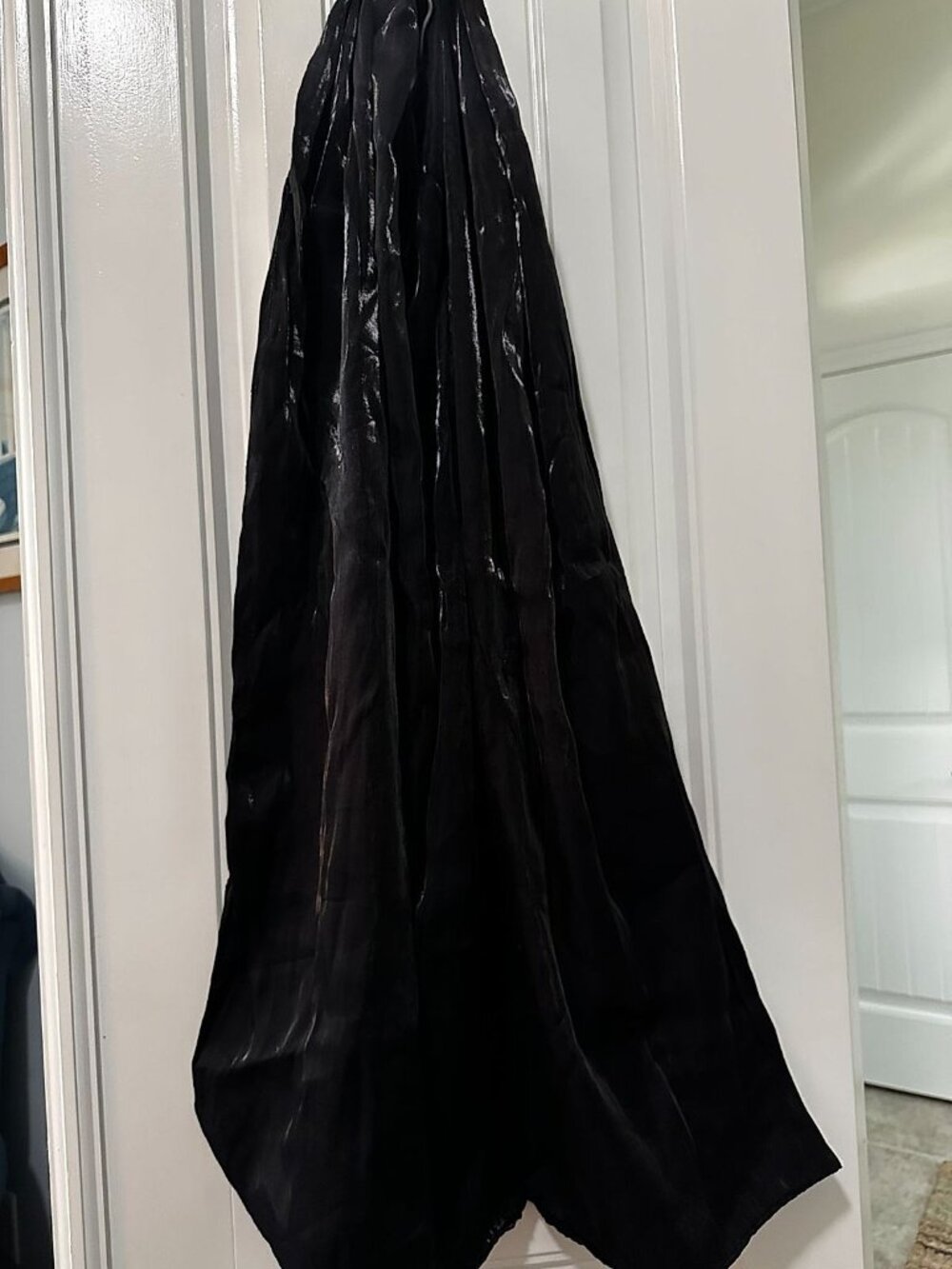 Lord and Taylor Black Floral Burnout Satin Evening Wrap Shawl, One Size